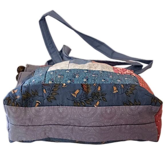 Hand Crafted Quilted Fabric Shoulder Bag Handbag Cottage Hippie Farmhouse Boho - Picture 7 of 16